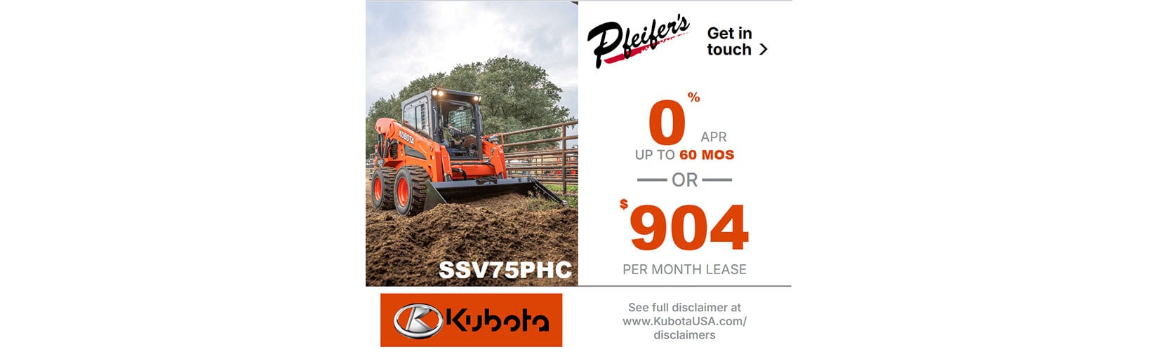 Pfeifers Kubota Get In Touch Promotion