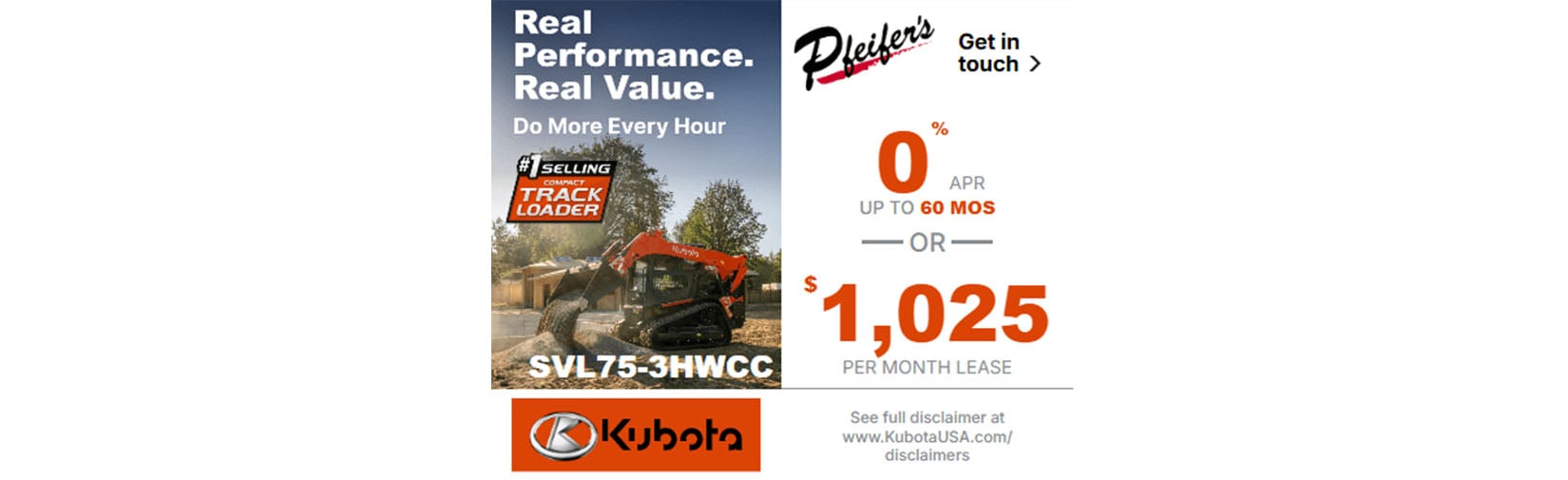 Pfeifers Kubota Get In Touch Promotion